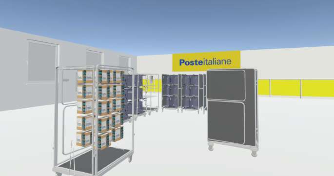 Ambiente virtuale per la simulazione logistica di Poste Italiane